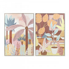 Obraz DKD Home Decor 83 x 4,5 x 123 cm Boho Liść roślin (2 Sztuk)
