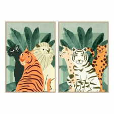 Obraz DKD Home Decor 83 x 4,5 x 123 cm Tropikalny zwierzęta (2 Sztuk)