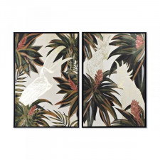 Obraz DKD Home Decor 84 x 4,5 x 124 cm Papuga Tropikalny (2 Sztuk)