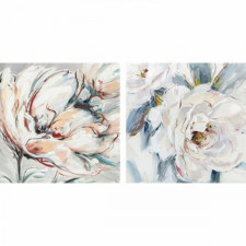 Obraz DKD Home Decor 90 x 2,5 x 90 cm Kwiat Shabby Chic (2 Sztuk)