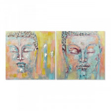 Obraz DKD Home Decor Buda 100 x 3,5 x 100 cm Budda Orientalny (2 Sztuk)