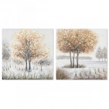 Obraz DKD Home Decor Drzewo 80 x 3 x 80 cm Tradycyjny (2 Sztuk)