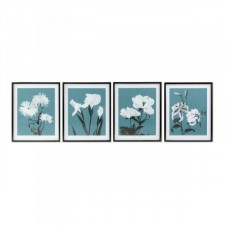 Obraz DKD Home Decor Flowers 55 x 2,5 x 70 cm Kvety Nowoczesny (4 Części)