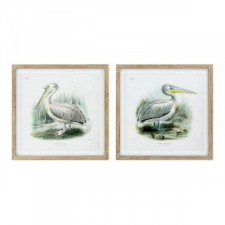 Obraz DKD Home Decor Pelican Ptak 60 x 2 x 60 cm (2 Sztuk)