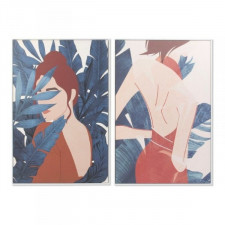 Obraz DKD Home Decor Woman 83 x 4,5 x 123 cm Kobieta Tropikalny (2 Sztuk)