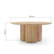 Okrągły stolik kawowy Vesby 100 cm, dąb naturalny, jesion, lamele
