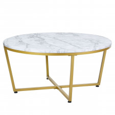 Okrągły stolik z blatem imitującym marmur złoty