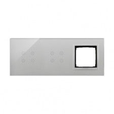 panel dotykowy 3 moduły 4 pola dotykowe, 4 pola dotykowe, otwór na osprzęt simon 54, srebrna mgła
