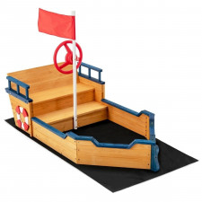 Piaskownica drewniany statek piracki z ławką 156 x 78 x 101cm