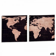 Płótno Mapa Świata 1,5 x 40 x 40 cm (16 Sztuk)