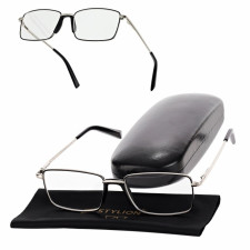 Plusy +1.00 Męskie okulary do czytania korekcyjne FLEX ST333 srebrne