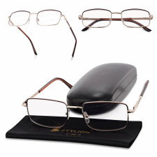 Plusy +2.00 Fotochromowe korekcyjne okulary do czytania z flexami ST334 złoty/brąz
