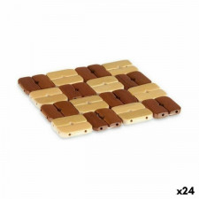 Podkładki na stół Set Kwadratowy Bambus Brązowy 13 x 2 x 13 cm (24 Sztuk)