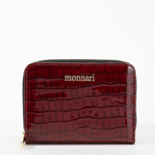 Portfel damski skórzany Monnari ze wzorem w łuski lakierowany czerwony PUR0160