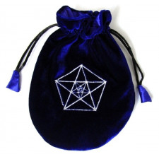 Potrójny Pentagram - granatowa sakiewka, woreczek na karty Tarota