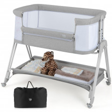 Przenośne składane łóżeczko dla niemowlaka szare