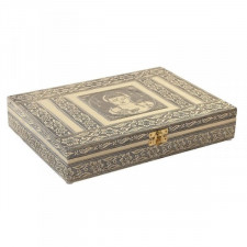 Pudełko na biżuterię DKD Home Decor 27,5 x 20 x 5,4 cm Szampan Beżowy Drewno Aluminium