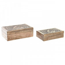 Pudełko na biżuterię DKD Home Decor Brązowy Drewno mango 25 x 17 x 9 cm Ceimnobrązowy (2 Sztuk)