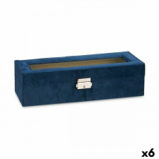 Pudełko na zegarki Niebieski Metal (30,5 x 8,5 x 11,5 cm) (6 Sztuk)