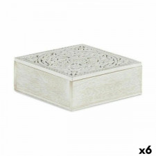 Pudełko ozdobne Biały Drewno 18 x 6,5 x 18 cm (6 Sztuk)