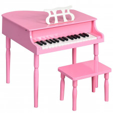 Różowy fortepian ze stołkiem dla dzieci