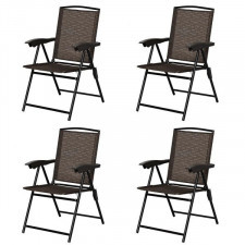 składane krzesła ogrodowe z podłokietnikiem i regulowanym oparciem 4 szt