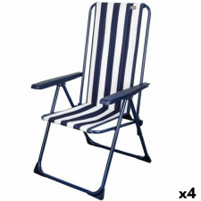 Składanego Krzesła Aktive W paski Biały Granatowy 46 x 101 x 59 cm (4 Sztuk)