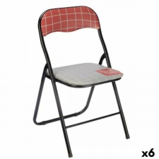 Składanego Krzesła Hand Made Brązowy Czarny Szary PVC Metal 43 x 46 x 78 cm (6 Sztuk)