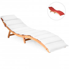 Składany drewniany leżak z dwustronną poduszką
