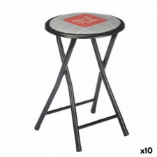 Składany stołek Hand Made Brązowy Czarny Szary PVC Metal 30 x 30 x 45 cm (10 Sztuk)
