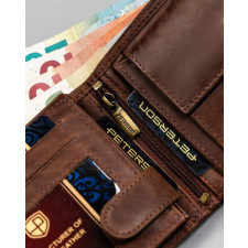 Skórzany portfel tłoczony Peterson PTN N992-BE-MOUN j. brązowy