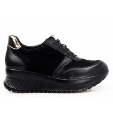 sneakersy skórzane zamszowe połyskujące czarne clasicco-36
