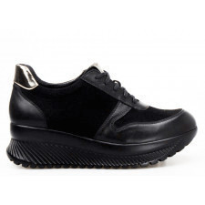 sneakersy skórzane zamszowe połyskujące czarne clasicco-38