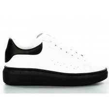 sneakersy skórzane ze wstawką białe sempre-37