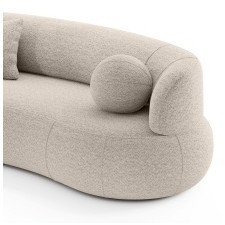 Sofa do salonu Elba beżowa, boucle, zaokrąglony kształt