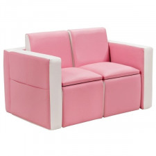sofa dziecięca z funkcja stołu i foteli różowa