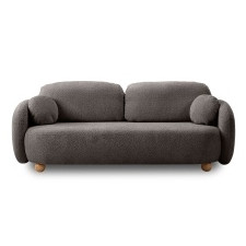 Sofa rozkładana Formosa z pojemnikiem, brązowa, boucle, nóżki kulki