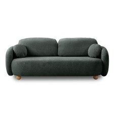 Sofa rozkładana Formosa z pojemnikiem, ciemnozielona, boucle, nóżki kulki