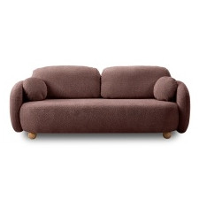 Sofa rozkładana Formosa z pojemnikiem, terakota, boucle, nóżki kulki