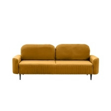 sofa rozkładana louie z pojemnikiem, musztardowa, welurowa