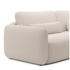 Sofa rozkładana Mossa z pojemnikiem, jasnobeżowa, obłe kształty