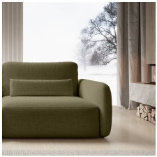 Sofa rozkładana Mossa z pojemnikiem, oliwkowozielona, obłe kształty