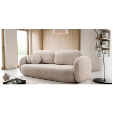 Sofa rozkładana Olio z pojemnikiem, beżowa, boucle, obłe kształty