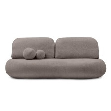 Sofa z funkcją spania i pojemnikiem Dolce, brązowoszara, boucle, obłe kształty