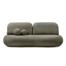 Sofa z funkcją spania i pojemnikiem Dolce, oliwkowozielona, boucle, obłe kształty
