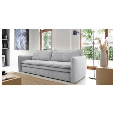 Sofa z funkcją spania i pojemnikiem Flow Slim, szara, sztruks