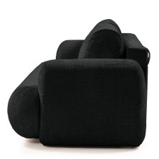 Sofa z funkcją spania i pojemnikiem Imola, czarna, obłe kształty