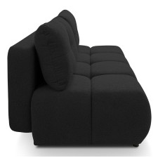 Sofa z funkcją spania i pojemnikiem Soho, czarna, boucle, obłe kształty