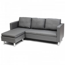 Sofa ze sztucznej skóry z podnóżkiem 188 x 62 x 60 cm