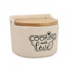 Solniczka z pokrywką Quid Cooking with Love Okrągły Ceramika Biały 14 x 12 cm